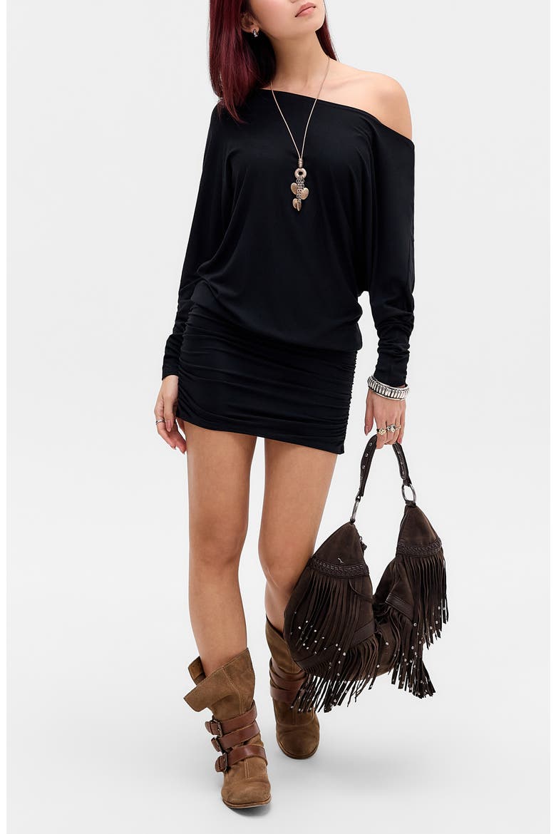Destiny Off the Shoulder Minidress, Main, color, BLACK