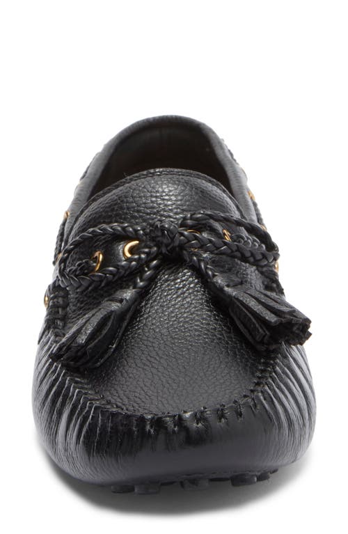 Cole Haan Gissella Croc Embossed Driving Loafer In Black