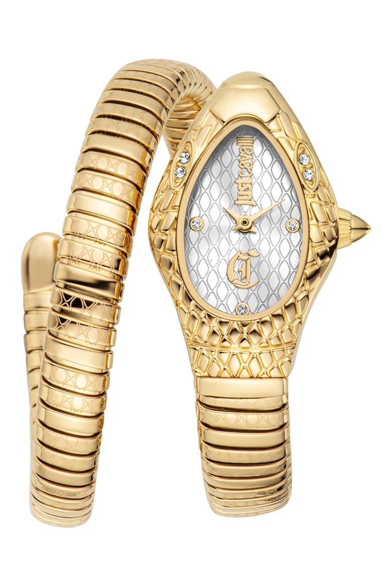 Vetra Snake Wraparound Bracelet Watch, 20mm x 34.5mm, Main, color, GOLD