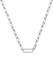 EFFY Sterling Silver Diamond Paper Clip Link Pendant Necklace