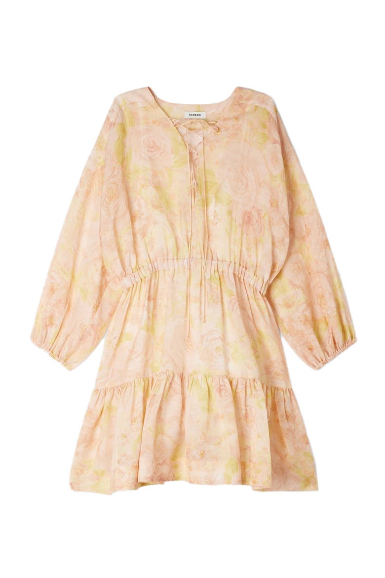 Flower print short dress, Alternate, color, Pink / green