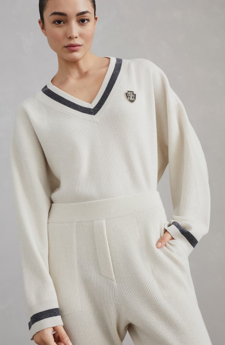 Brunello Cucinelli Cashmere English rib knit trousers, Alternate, color, 