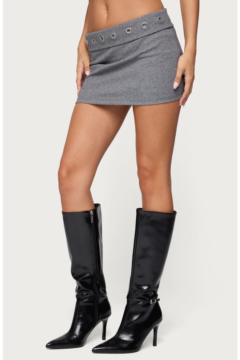 Havana Grommet Rib Miniskirt, Alternate, color, DARK-GRAY-MELANGE