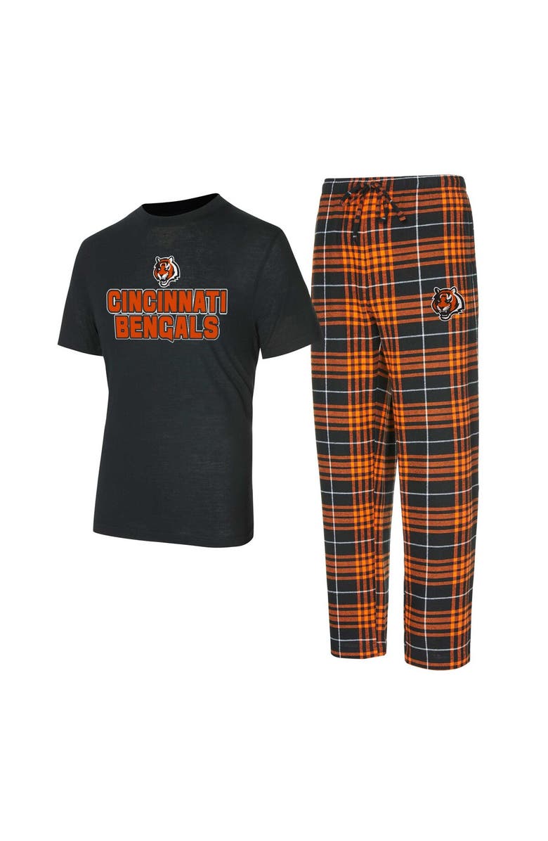 CONCEPTS SPORT Men's Concepts Sport  Black/Orange Cincinnati Bengals Vector T-Shirt & Flannel Pants Sleep Set, Main, color, Black