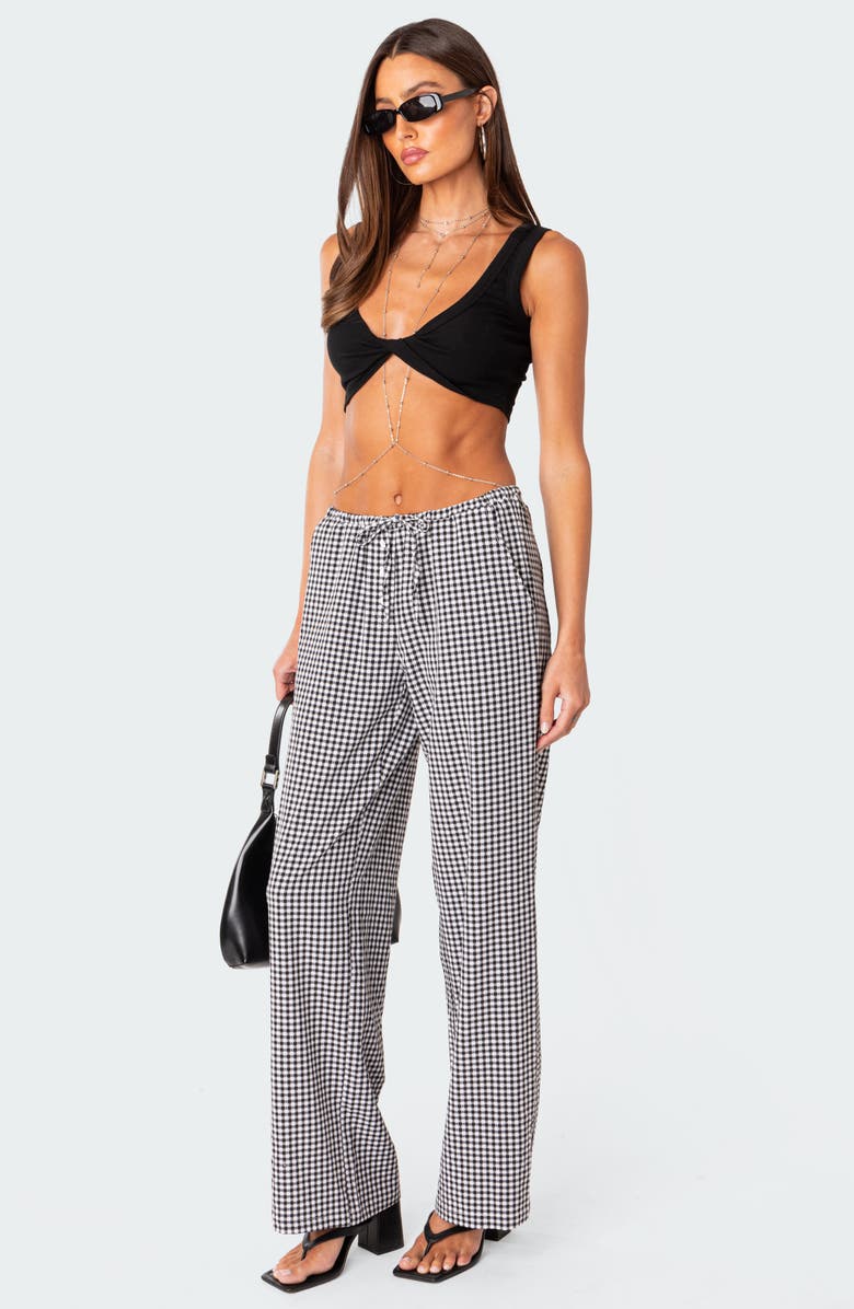 EDIKTED Pasha Plaid Wide Leg Drawstring Pants, Alternate, color,