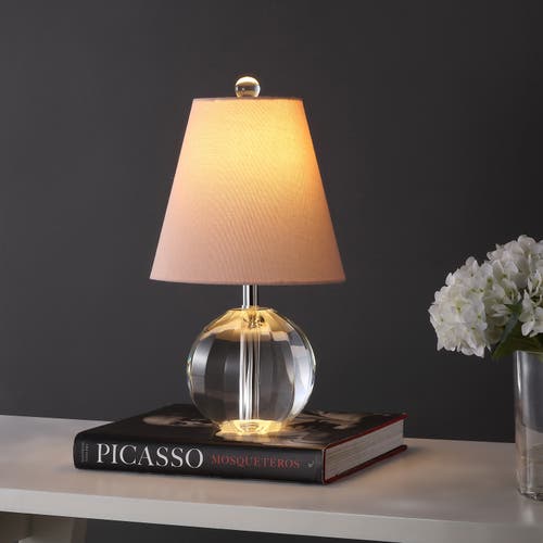 Jonathan Y Goddard 16" Crystal Ball/metal Led Table Lamp In Clear/pink