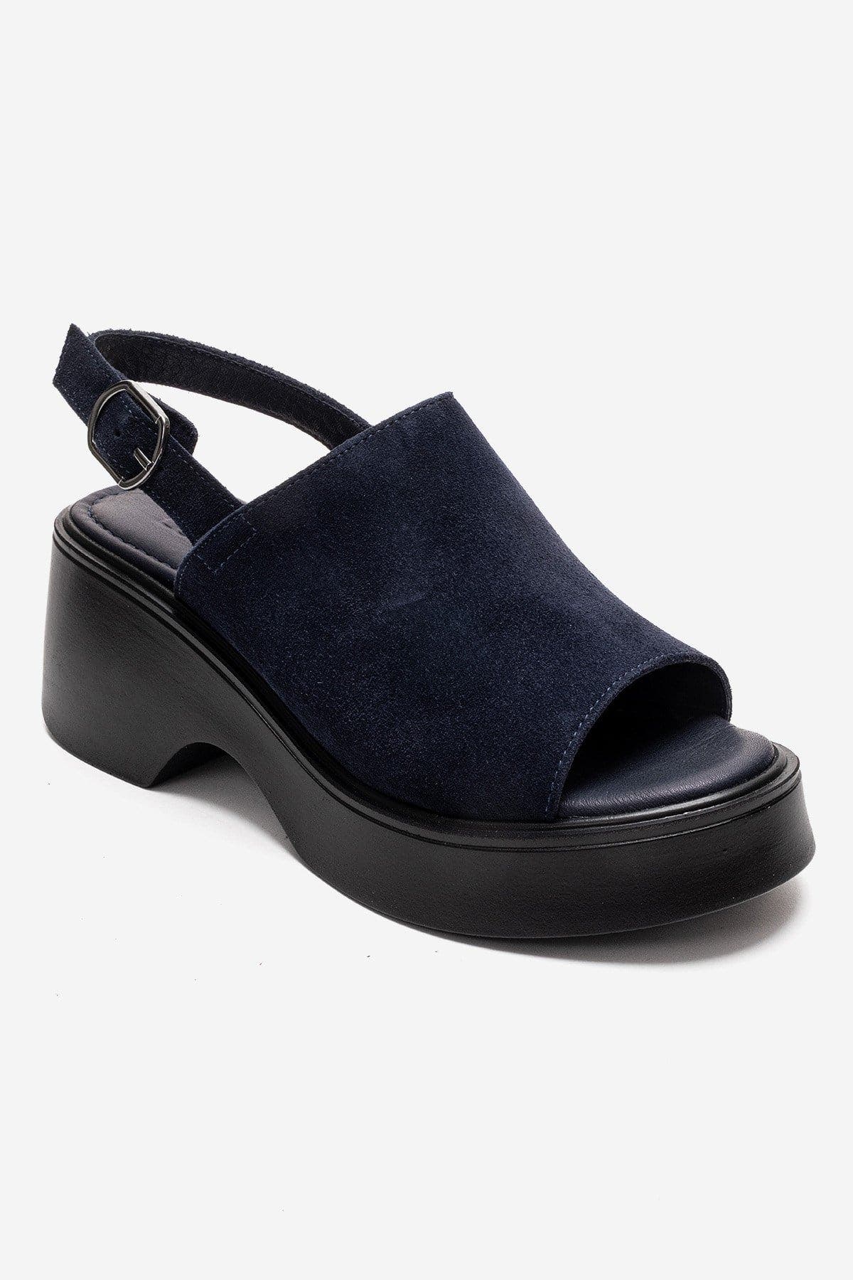 Power Leather Platform Wedge Sandal, Alternate, color, Navy Suede