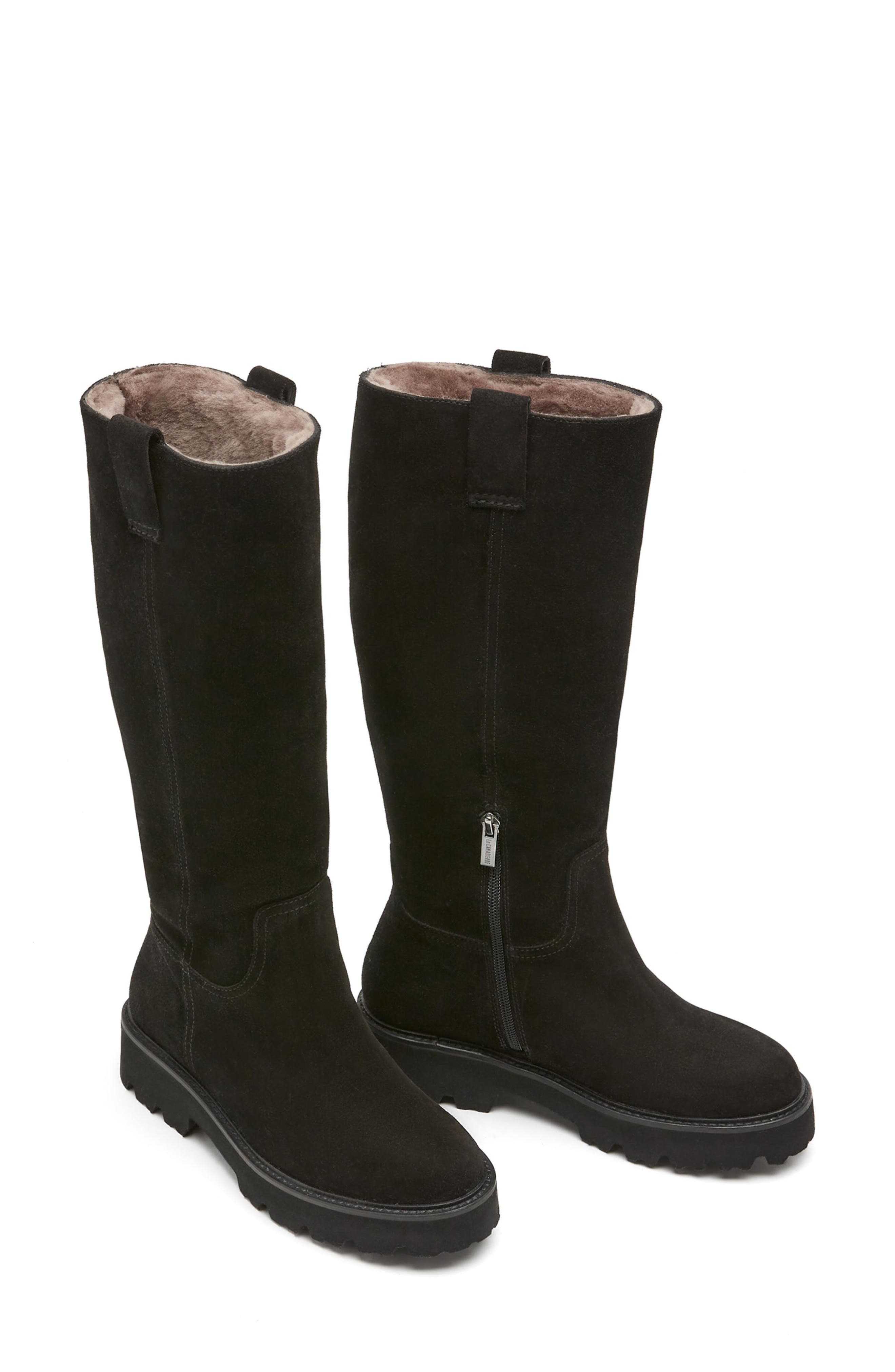 Adapt City Dry™ Leather Genuine Shearling Lined Knee High Boot, Alternate, color, BLACK SUEDE