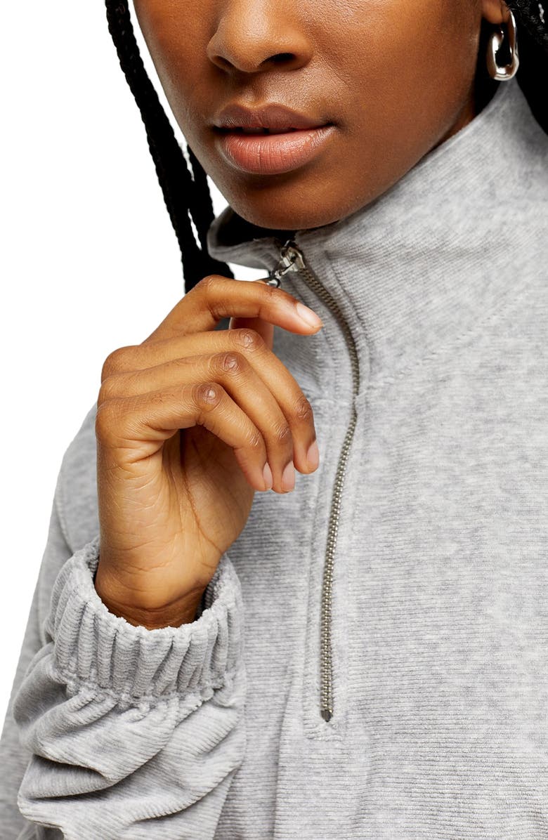 Topshop Velour Half Zip Sweatshirt, Alternate, color, 