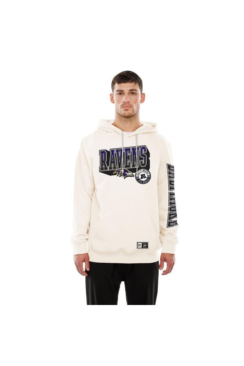 Men's New Era  Cream Baltimore Ravens Dune Dust Hoodie, Main, color, Cream