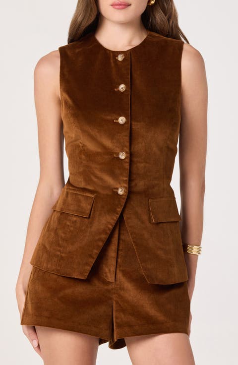 Corduroy Button-Up Cutaway Vest