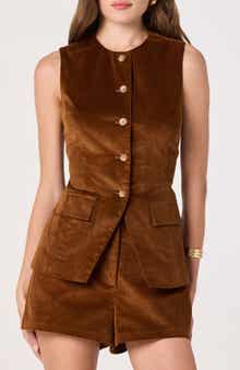 ASTR the Label Corduroy Button-Up Cutaway Vest