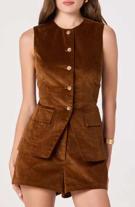ASTR the Label Corduroy Button-Up Cutaway Vest