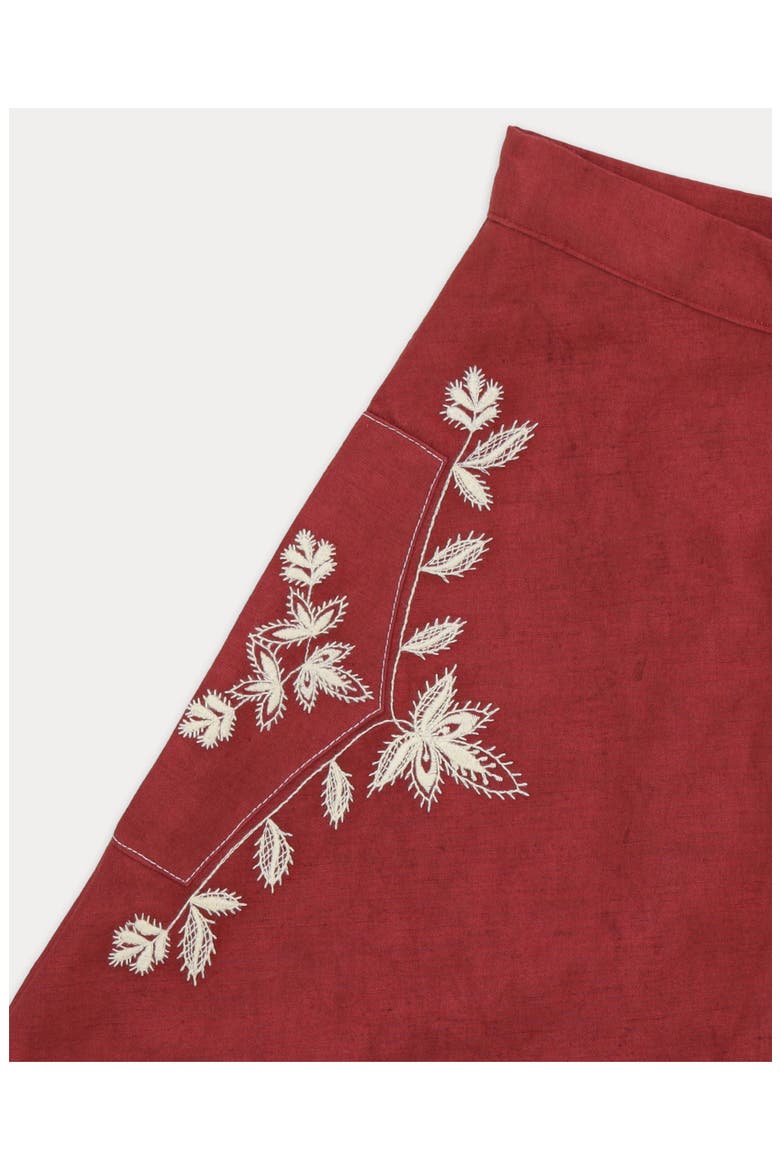 Nicole Embroidered Linen Skirt, Alternate, color, Burgundy