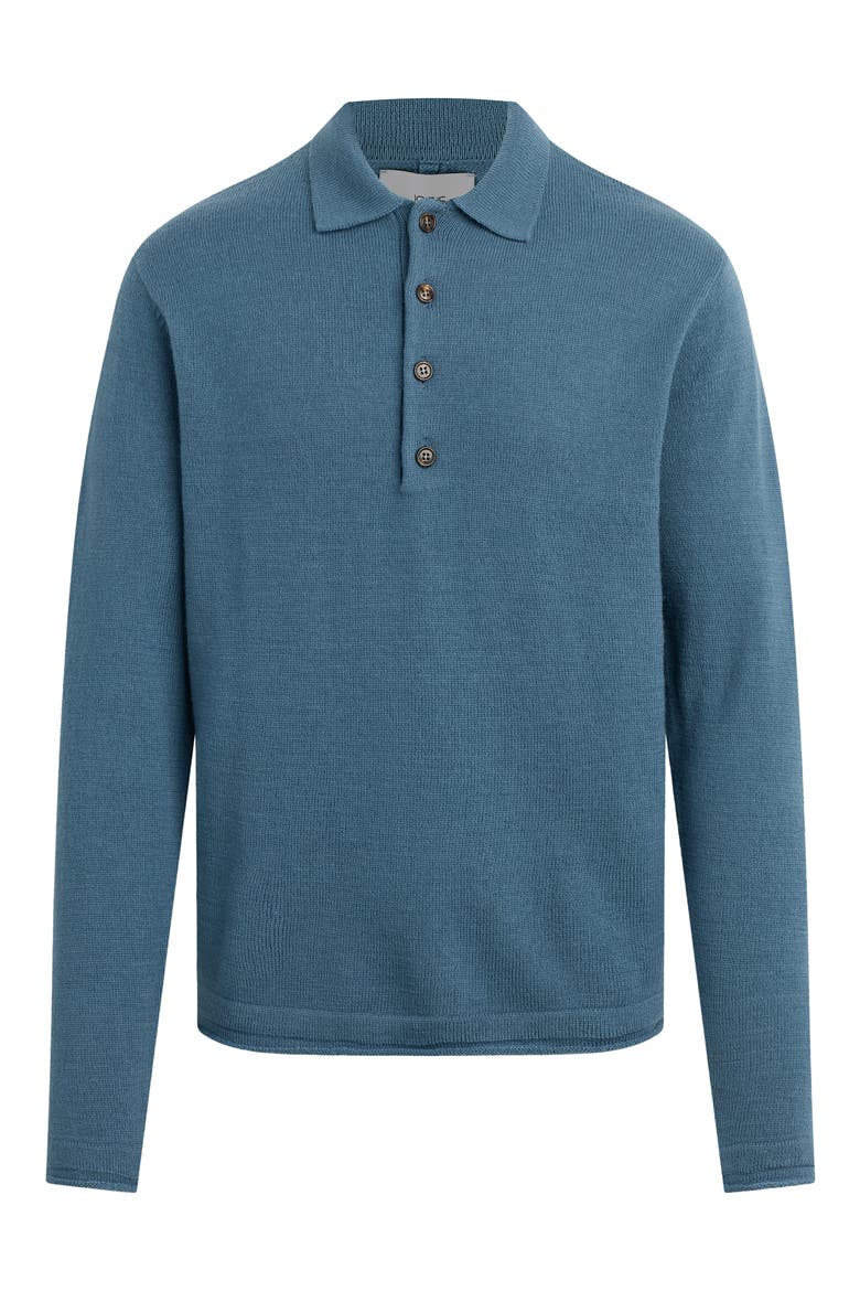 Long Sleeve Wool Polo Sweater, Alternate, color, BLUEFIN