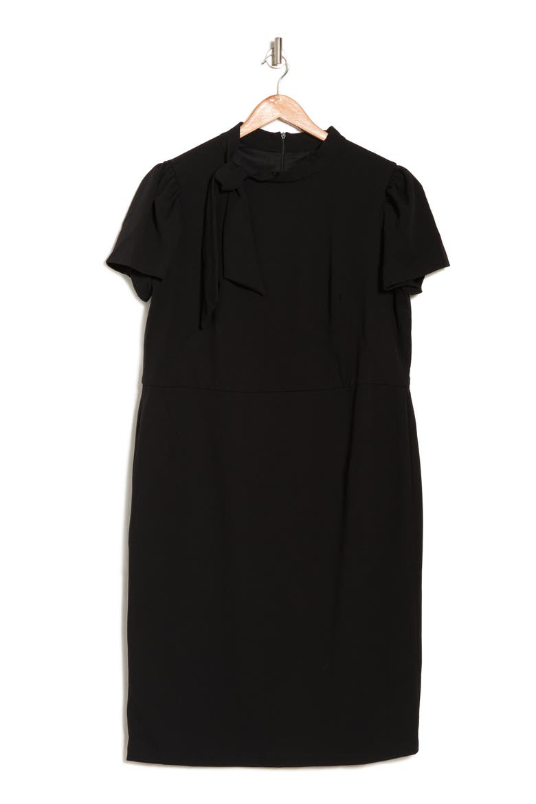 Neck Tie Sheath Dress, Alternate, color, BLACK