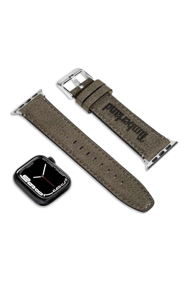 Barnesbrook Water Repellent Leather 22mm Smartwatch Watchband, Alternate, color, BLACK