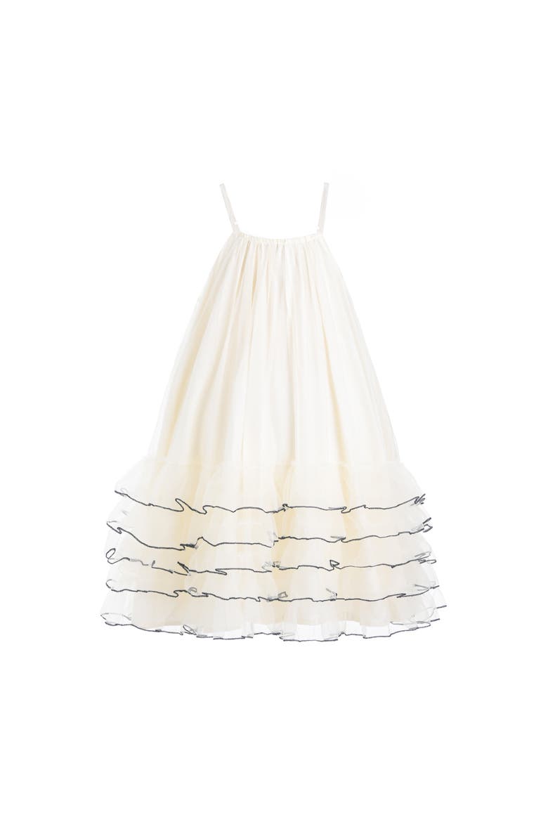 Cascade Trim Tiered Dress, Main, color, Ivory
