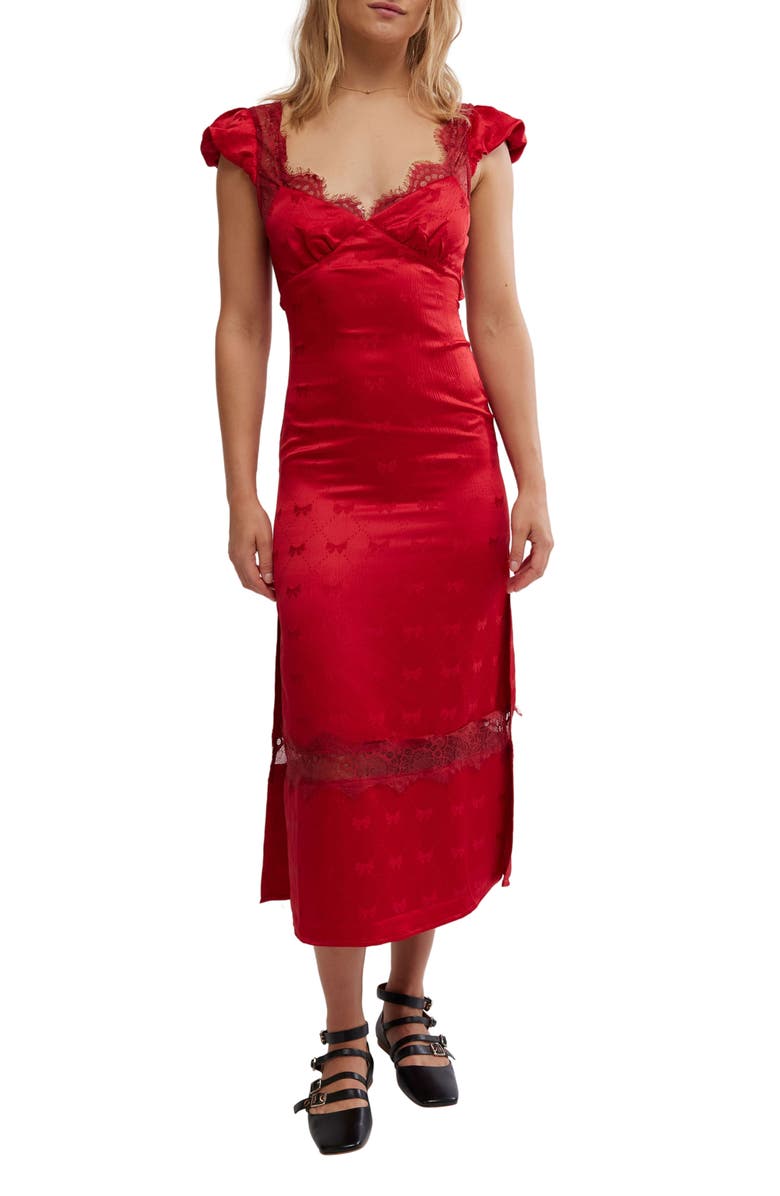 Free People Foolish Heart Midi Dress, Main, color, Red Dahlia Combo
