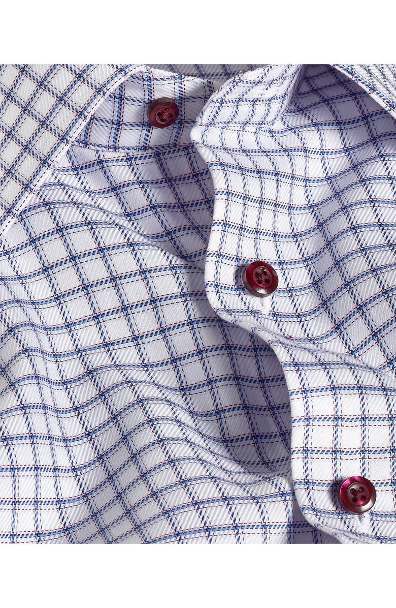 David Donahue Regular Fit Windowpane Check Cotton Dobby Dress Shirt, Alternate, color, White/ Merlot