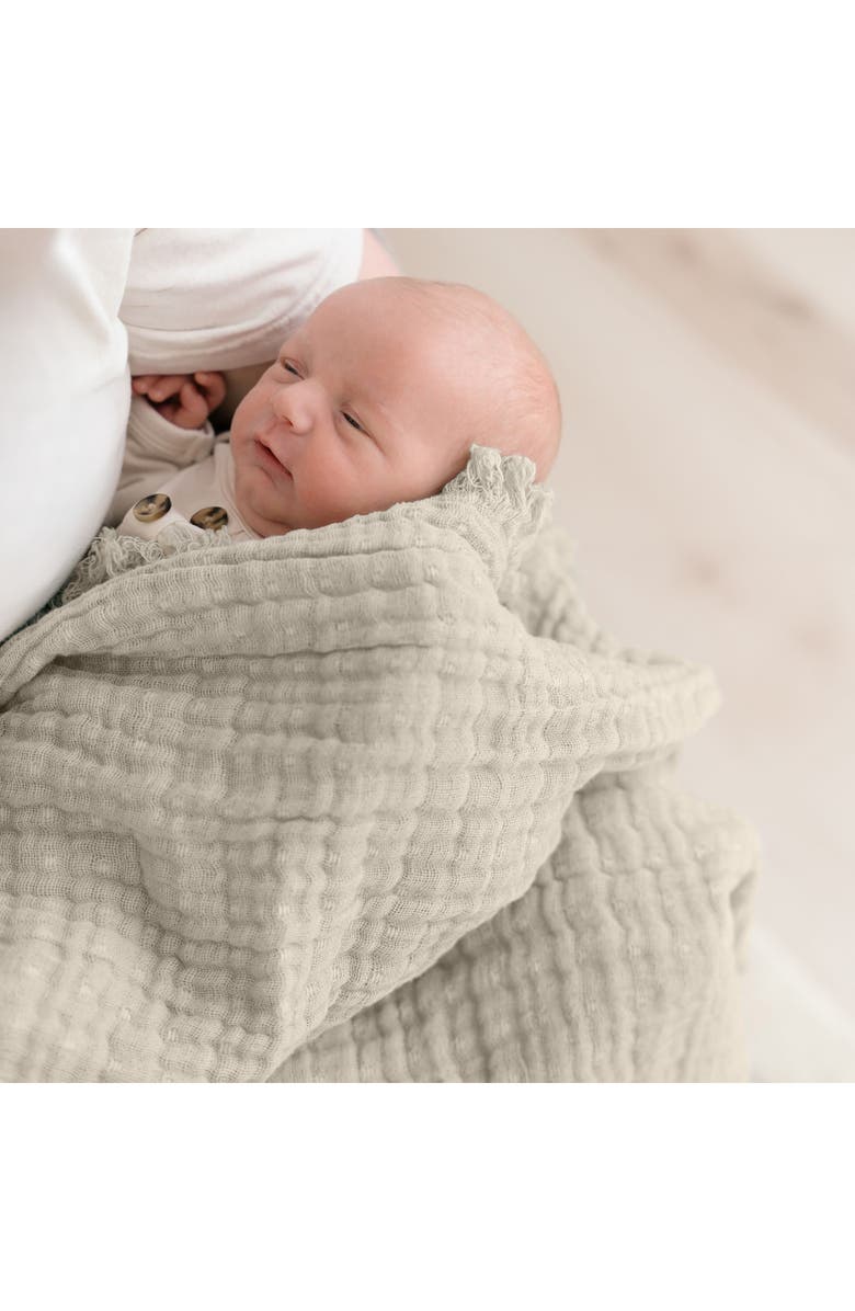 CRANE BABY Ombré Cotton Muslin Blanket, Alternate, color, Gray