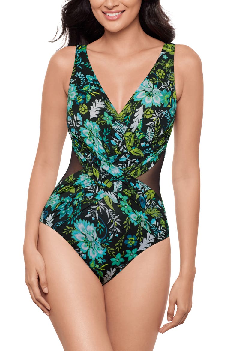 Florica One-Piece Swimsuit, Main, color, BLACK MULTI