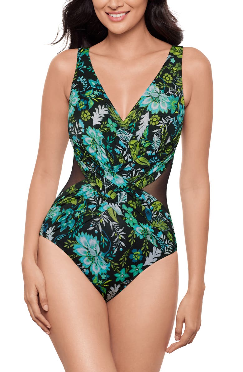 Miraclesuit<sup>®</sup> Florica One-Piece Swimsuit, Main, color, Black Multi