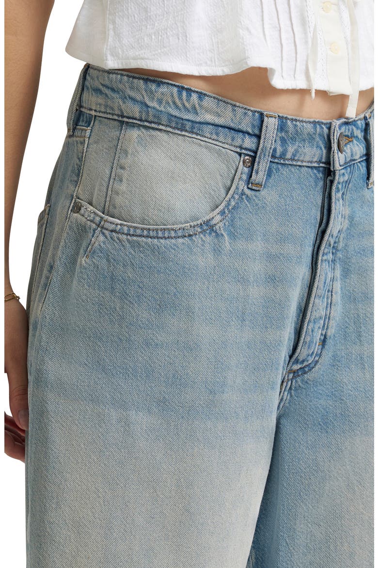 Darted Slouch Raw Hem Denim Bermuda Shorts, Alternate, color, WARM OCEAN