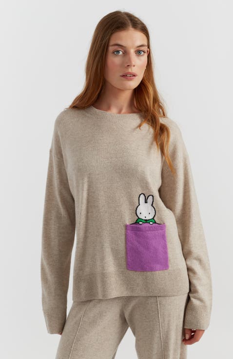 Wool-Cashmere Miffy Peek-Pocket Sweater