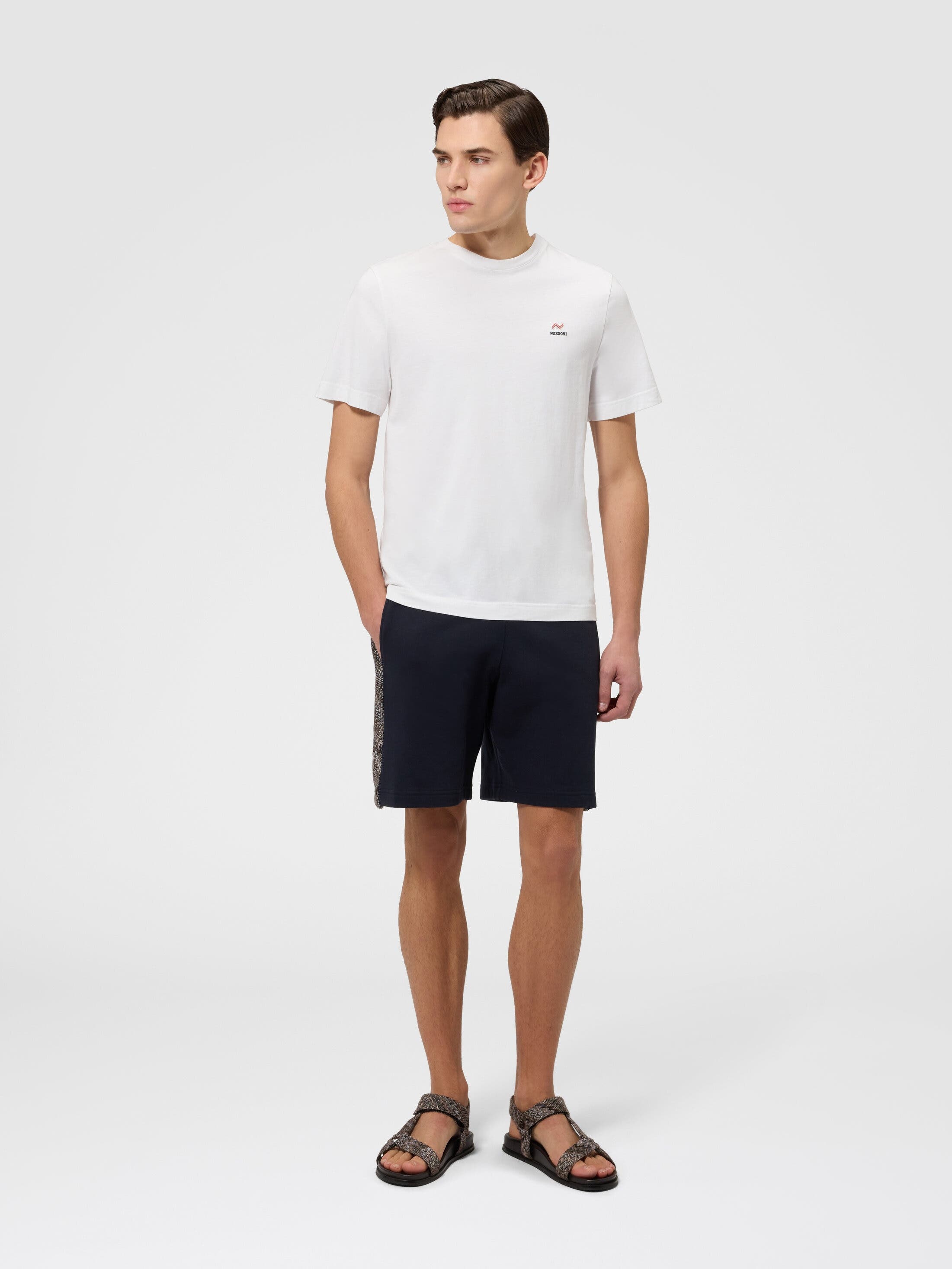 Cotton Fleece Shorts With Zigzag Insert - image 2