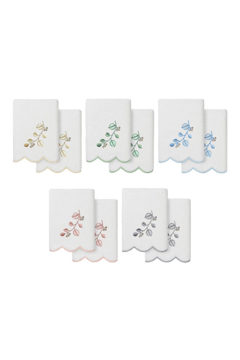 2-Piece Wild Branch Turkish Cotton Hand Towel Set, Alternate, color, WHITE/ GRAY