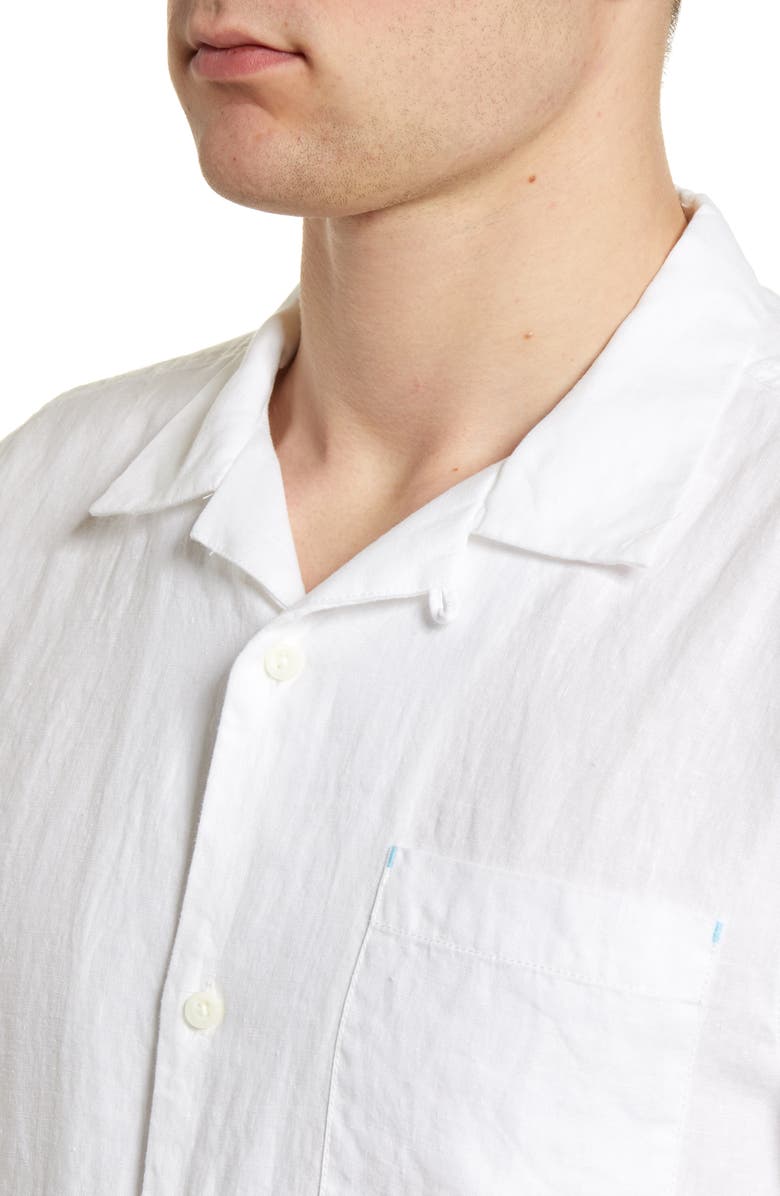 Tommy Bahama Sea Glass Short Sleeve Button-Up Linen Camp Shirt, Alternate, color, White