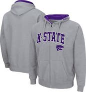 COLOSSEUM Men's Colosseum Heathered Gray Kansas State Wildcats Arch & Logo 3.0 Full-Zip Hoodie
