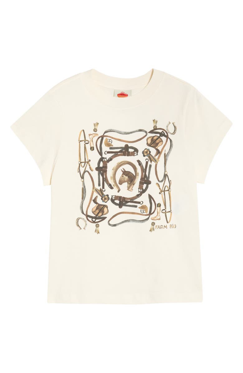 FARM Rio Equestrian Graphic T-Shirt, Main, color, Off-White