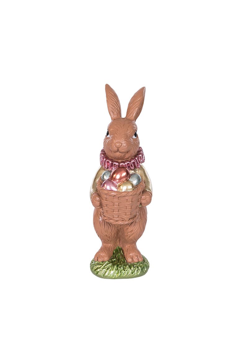 Chocolate Polyresin Easter Rabbit Medium Figurine 6.42", Alternate, color, Brown