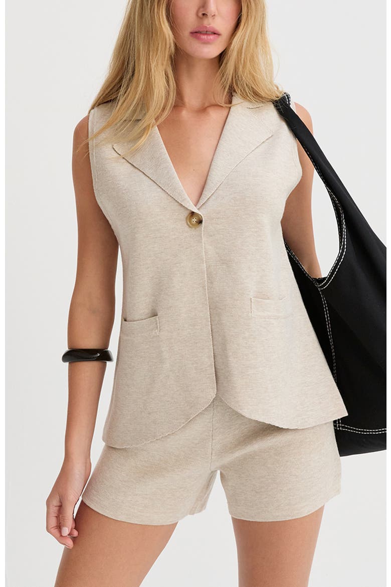 Jacquard Knit Vest and Shorts Two Piece Set, Alternate, color, Oatmeal