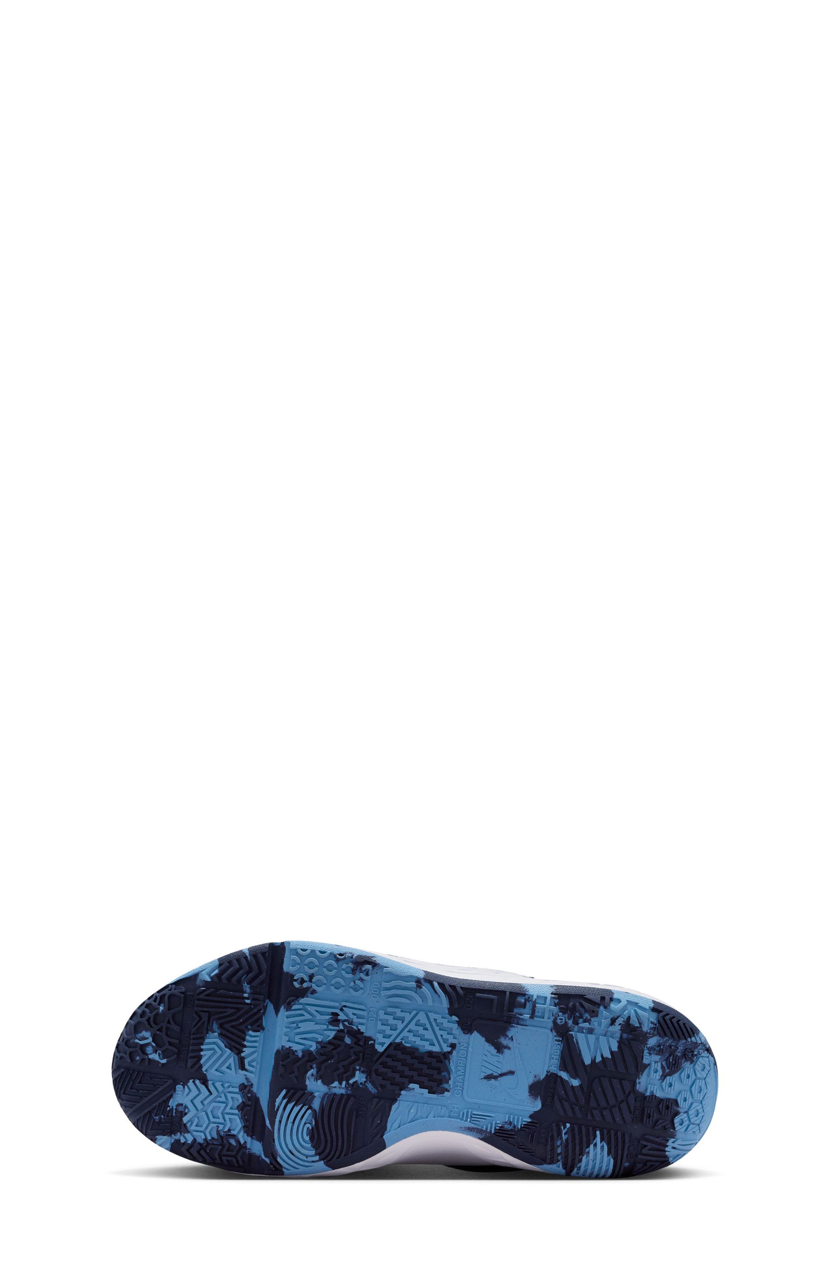 Nike Kids' Team Hustle D 12 Basketball Shoe, Alternate, color, White/ Volt Tint/ Navy