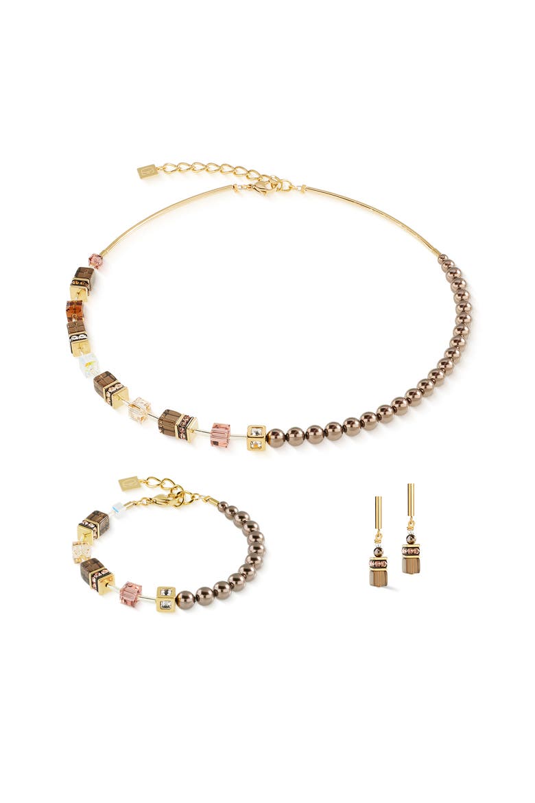 Geocube Precious Fusion Pearls Earrings, Alternate, color, Mocha Mousse