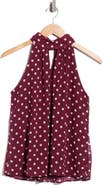 VIVID AURA Polka Dot Chiffon Halter Top