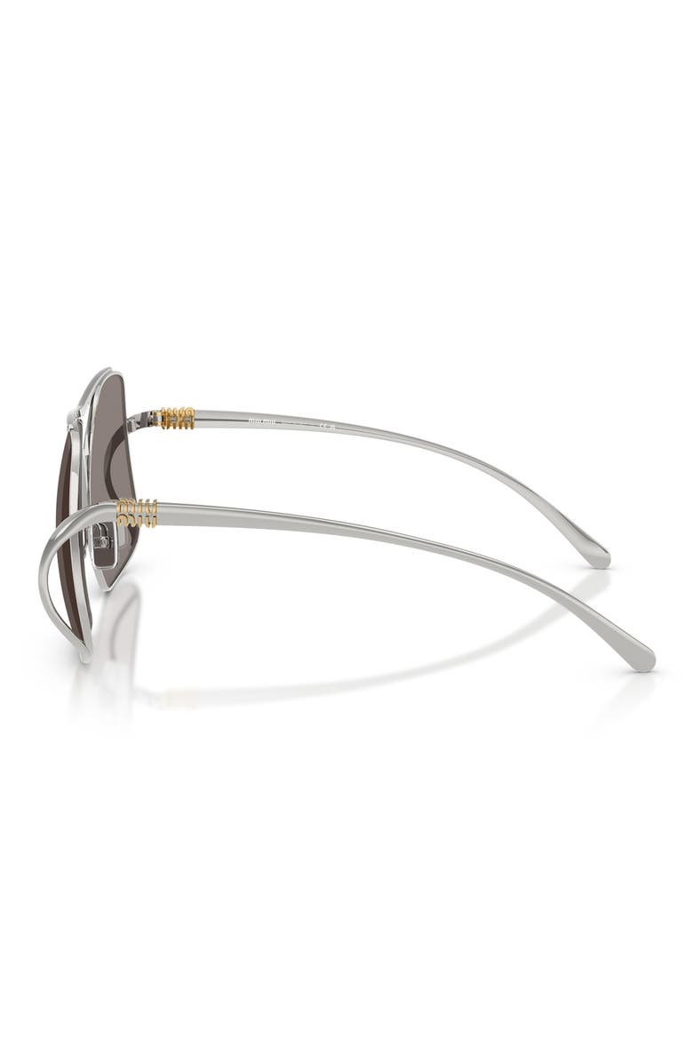 57mm Square Sunglasses, Alternate, color, SILVER / DARK GREY