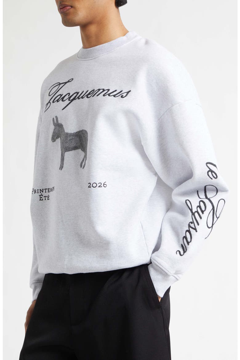 Le Sweatshirt Âne Embroidered Fleece Sweatshirt, Alternate, color, DONKEY JACQUARD GREY