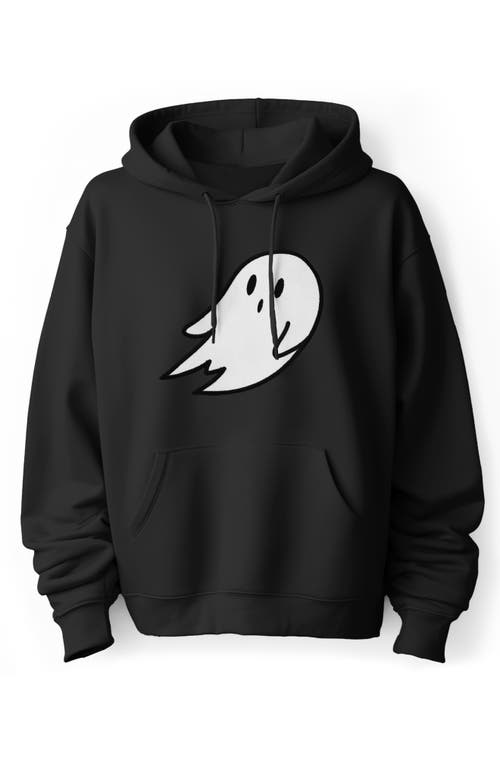 Dalix Giant Ghost Fleece Hoodie In Black