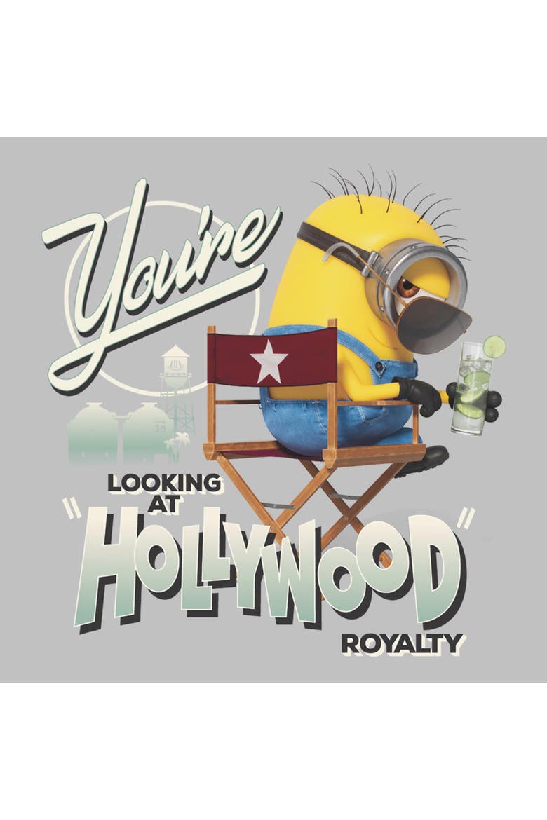 Juniors Minions & Monsters Looking At Hollywood Royalty T Shirt, Alternate, color, Athletic Heather