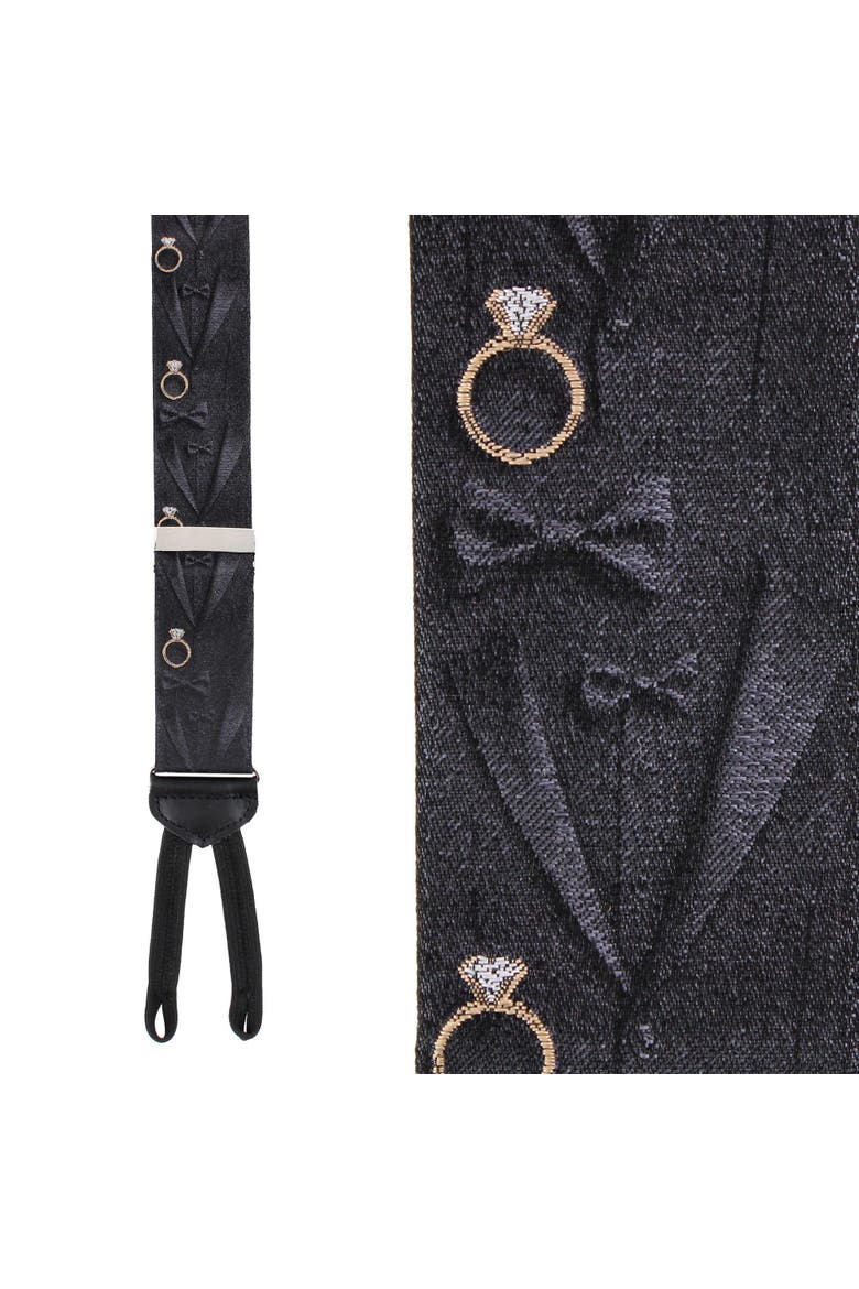 Will You Marry Me Silk Novelty Formal End Suspenders, Main, color, Black