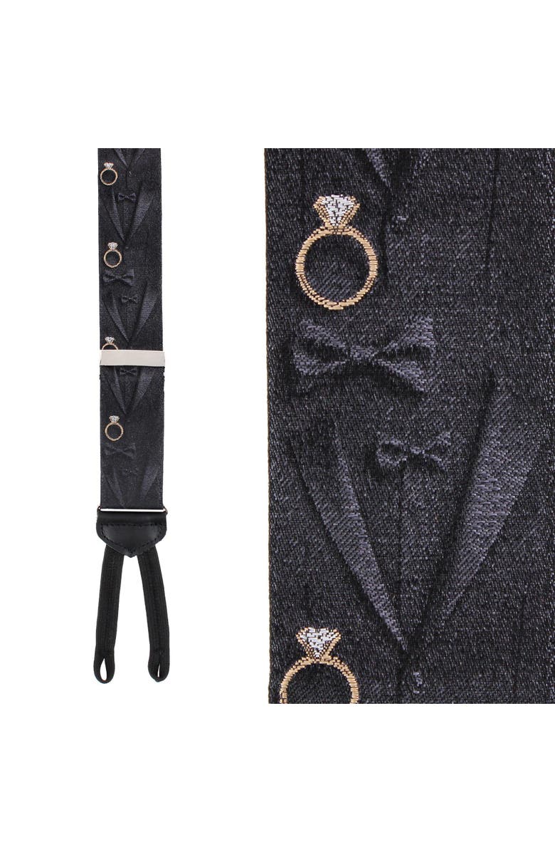 Trafalgar Will You Marry Me Silk Novelty Formal End Suspenders, Main, color, Black