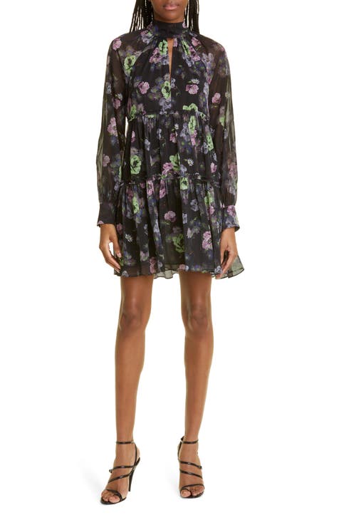 Revina Midnight Bloom Floral Print Long Sleeve Dress