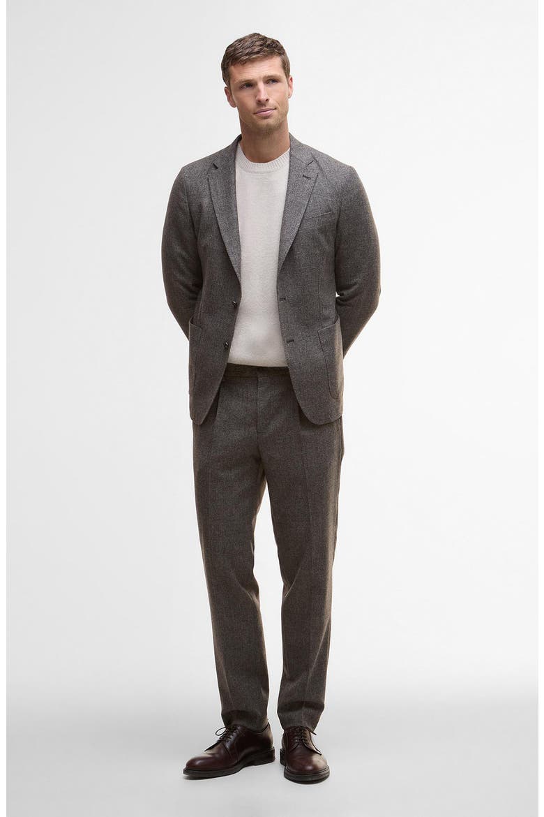 Kensington Pleated Glen Check Wool Blend Flannel Suit Pants, Alternate, color, BROWN