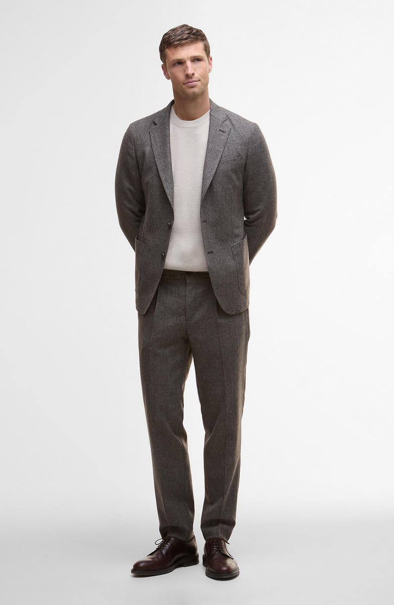 Barbour Kensington Pleated Glen Check Wool Blend Flannel Suit Pants, Alternate, color, Brown