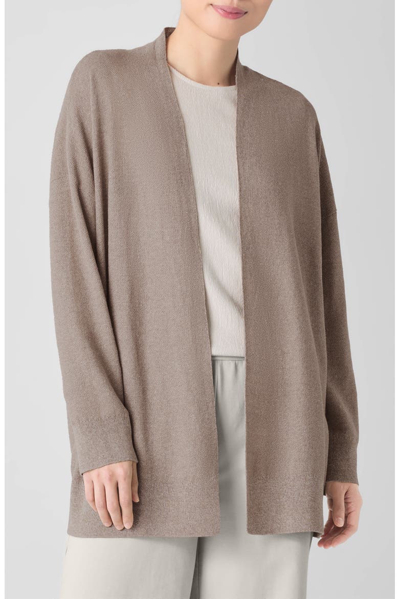 Organic Linen Blend Open Front Cardigan, Main, color, COCOA