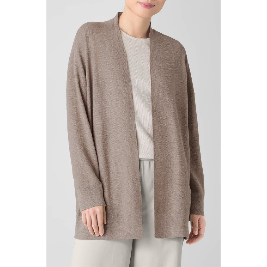 Eileen Fisher Organic Linen Cotton Long Cardigan In Cocoa In Cocoa